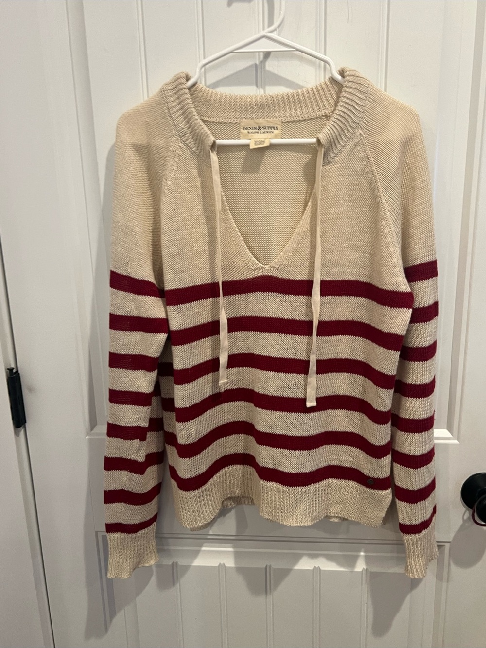 Denim & Supply Ralph Lauren Striped Linen Hoodie Sweater LG